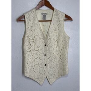VTG Express INTL Vest XS Cream Lace Coquette Cottagecore Soft Girl Nice Girl